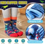 Kids Boys Toddlers Fuzzy Slipper Socks with Grips Non Slip Warm Fluffy Winter Thick Fun Cozy Hospital Socks 6 Pairs - Image 6