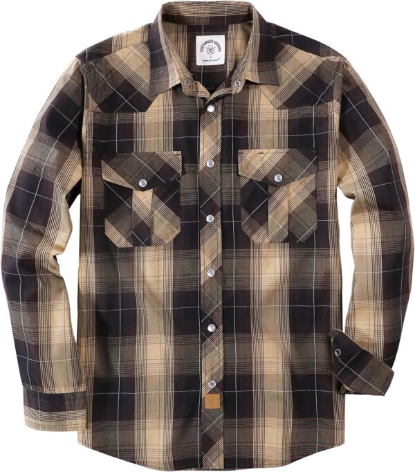 Dubinik Pearl Snap Shirts for Men - Long Sleeve Western Vintage Plaid Shirts