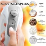 OVENTE 5-Speed Corded Electric Hand Mixer with Stainless Steel Whisks, Compact Portable Design with Snap-On Storage Case,150W Lightweight Handheld Mixer for Baking & Cooking, White HM151W - Image 3