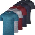 Real Essentials 5 Pack: Men's Dry-Fit Short Sleeve Crew Neck T Shirts Fitness Running Gym Workout Cool Exercise Athletic Tee