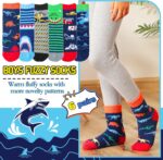 Kids Boys Toddlers Fuzzy Slipper Socks with Grips Non Slip Warm Fluffy Winter Thick Fun Cozy Hospital Socks 6 Pairs - Image 3