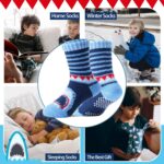 Kids Boys Toddlers Fuzzy Slipper Socks with Grips Non Slip Warm Fluffy Winter Thick Fun Cozy Hospital Socks 6 Pairs - Image 2