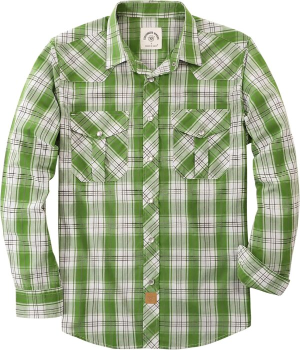 Dubinik Pearl Snap Shirts for Men - Long Sleeve Western Vintage Plaid Shirts