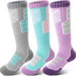 Anlisim Kids Merino Wool Ski Socks 3 Pairs Girls Boys Thermal Winter Warm Thick Breathable Socks for Skiing Snowboarding