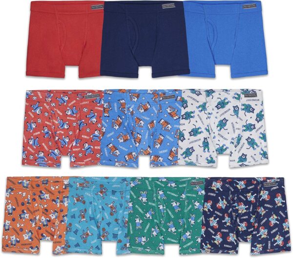 Fruit of the Loom boys And Toddler Boxer Briefs, Tag Free & Breathable Underwear, Assorted Color Multipacks