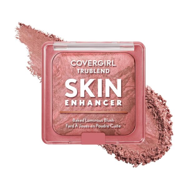 Suggest a better title and return a single title only without any other comments: COVERGIRL TruBlend Skin Enhancer Baked Luminous Blush, with Hyaluronic Acid & White Rose Extract, Blends Seamlessly - Rose Latte (Nude with Pink Swirls)