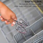 OVENTE 5-Speed Corded Electric Hand Mixer with Stainless Steel Whisks, Compact Portable Design with Snap-On Storage Case,150W Lightweight Handheld Mixer for Baking & Cooking, White HM151W - Image 8