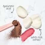 Suggest a better title and return a single title only without any other comments: COVERGIRL TruBlend Skin Enhancer Baked Luminous Blush, with Hyaluronic Acid & White Rose Extract, Blends Seamlessly - Rose Latte (Nude with Pink Swirls) - Image 5
