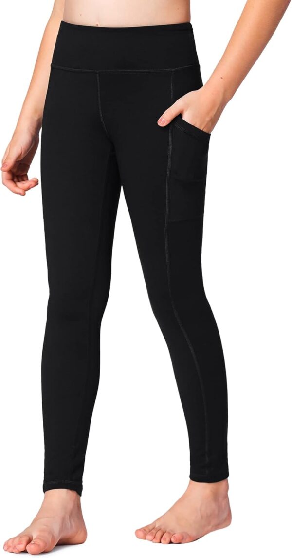 Suggest a better title and return a single title only without any other comments: Stelle Girls' Athletic Leggings Kids Dance Running Yoga Pants Workout Active Dance Tights with Pockets