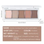 5 Colors Matte Nude Eyeshadow Makeup Palette, Nude Pink Brown Taupe Neutral Matte Smokey Cream Mini Eye Shadow Palette Makeup for Older Women Blue Green Eyes, Contour Make up Palettes sombras de ojos - Image 6