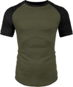 COOFANDY Men's Muscle T-Shirt Pleated Raglan Sleeve Bodybuilding Gym Tee Short Sleeve Fashion Workout Shirts Hipster Shirt - Image 4