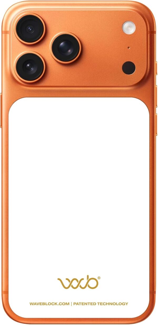 WAVEBLOCK EMF Blocker for Cell Phone - Made for iPhone 17 Pro Max - The Only Patented, Real Scientifically Backed, Lab-Tested 5G-Shield Sticker to Protect You & Your Loved Ones - USA Made White