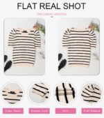 Dokotoo Women's Short Puff Sleeve Knit Tops 2026 Trendy Crewneck Striped T Shirts Casual Summer Blouses - Image 3