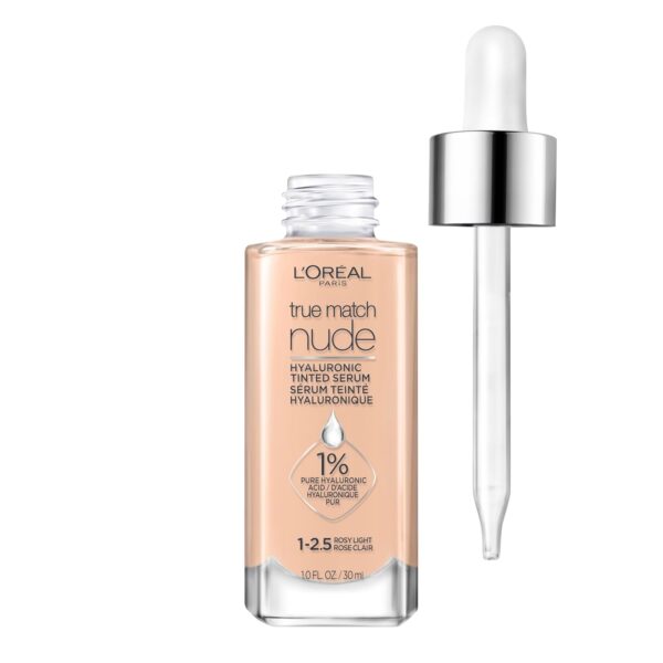 Suggest a better title and return a single title only without any other comments: L'Oreal Paris True Match Nude Hyaluronic Tinted Serum Foundation with 1% Hyaluronic acid, Rosy Light 1-2.5, 1 fl. oz.
