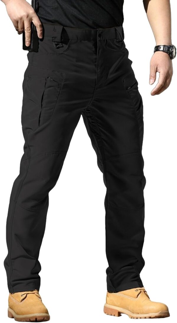 Men's Stretch Tactical Pants,Water Resistant Ripstop Cargo Pants,Lightweight Outdoor Work Hiking Pants with Pockets(No Belt)