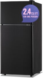 2.4 Cu.Ft Small Refrigerator with Freezer Mini Fridge Removable Plastic Shelves Ideal for Apartment,Dormitory Black