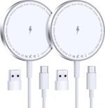 for MagSafe Charger: Magnetic Wireless Charging Pad for iPhone 17 16 15 14 13 12 Series & AirPods 4-2 Pro, Strong Magnet, Aluminum Alloy, USB-C/A Ports, Ultra-Thin & Portable, Ideal for Desk & Bedside