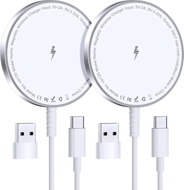 for MagSafe Charger: Magnetic Wireless Charging Pad for iPhone 17 16 15 14 13 12 Series & AirPods 4-2 Pro, Strong Magnet, Aluminum Alloy, USB-C/A Ports, Ultra-Thin & Portable, Ideal for Desk & Bedside