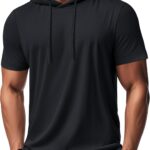 MAGCOMSEN Men's Short Sleeve Hoodie Workout Gym Athletic Cotton Lightweight Hooded T Shirts Sweatshirt