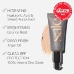Suggest a better title and return a single title only without any other comments: Saie Slip Tint Tinted Moisturizer with SPF 35 - Light Coverage, Glowy Skin Tint & Mineral Sunscreen for Face with Hydrating Hyaluronic Acid - Summer Makeup Essential - Shade Three (1.35 oz) - Image 2