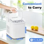 Ice Makers Countertop, Portable Ice Machine with Handle, 6 Mins 9 Bullet Ice Cubes with Basket and Scoop, 26lbs in 24Hrs, Auto-Cleaning, for Home, Kitchen, RV, Camping, White - Image 2