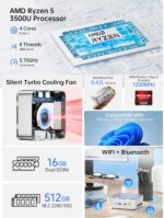 GMKtec Mini PC Ryzen 5 3500U (Beats N150/N97), 16GB RAM 512 SSD, 2.5GbE LAN Desktop Computer Office Home Business HTPC Proxmox, Triple 4K Display, HDMI 2.1, WiFi, BT, USB-C, DP - Image 2