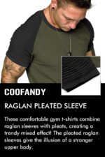 COOFANDY Men's Muscle T-Shirt Pleated Raglan Sleeve Bodybuilding Gym Tee Short Sleeve Fashion Workout Shirts Hipster Shirt - Image 6