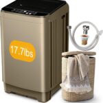Portable Washing Machine 17.7lbs Full-Automatic Compact Washer Machine for Apartment, 10 Wash Program Small Portable Washer for Dorm, Apartment, RV, Home, Gold