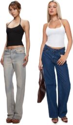 REORIA Women's Sexy Halter Backless Double Lined Tank Top Y2k Trendy Camisole Crop Tops - Image 4