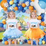 Suggest a better title and return a single title only without any other comments: Birthday Girls Outfit T-Shirt Tutu Skirt Sets with Blue Ears Hair Clips Headband and Satin Sash… - Image 6