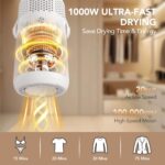 Portable Clothes Dryer, Compact Portable Dryer Machine for Apartment, RV, Travel - Premium 1000w Mini Dryer with Dry Bag, Hook for Light Clothes, Underwear - Image 4