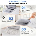 Ice Makers Countertop, Portable Ice Machine with Handle, 6 Mins 9 Bullet Ice Cubes with Basket and Scoop, 26lbs in 24Hrs, Auto-Cleaning, for Home, Kitchen, RV, Camping, White - Image 6