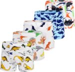 GRPSKCOS Boys Dinosaur Underwear- Pack of 5 Soft Cartoon Colorful Boxer Shorts Briefs with Fun for Kids 2-8 Years Old