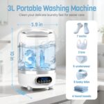 Mini Washing Machine, 3L Small Washer with Drain Hose & Spin Basket, Cordless 3000mAh, Compact Apartment Washing Machine of Underwear, Socks, Baby Clothes, Ideal for Apartment, RV, Travel（White） - Image 4