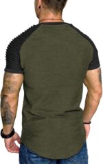 COOFANDY Men's Muscle T-Shirt Pleated Raglan Sleeve Bodybuilding Gym Tee Short Sleeve Fashion Workout Shirts Hipster Shirt - Image 5