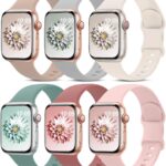 6 Pack Sport Bands Compatible with Apple Watch Band 38mm 40mm 41mm 42mm 44mm 45mm 49mm 46mm,Silicone Waterproof Strap for iWatch Apple Watch Series 11 10 9 Ultra 8 7 6 5 4 3 2 1 SE Women Men