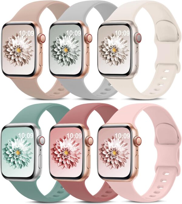 6 Pack Sport Bands Compatible with Apple Watch Band 38mm 40mm 41mm 42mm 44mm 45mm 49mm 46mm,Silicone Waterproof Strap for iWatch Apple Watch Series 11 10 9 Ultra 8 7 6 5 4 3 2 1 SE Women Men