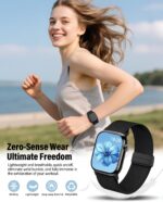 Stretchy Band Compatible with Apple Watch Bands 40mm 38mm 41mm 42mm 44mm 45mm 46mm 49mm Women Men,Magnetic Clasp Nylon Elastic Sport Strap for iWatch Series 11 10 9 8 7 6 5 4 3 SE SE2 SE3 Ultra,Black - Image 3