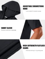 MAGCOMSEN Men's Short Sleeve Hoodie Workout Gym Athletic Cotton Lightweight Hooded T Shirts Sweatshirt - Image 6