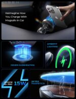 LISEN for 15W MagSafe Car Mount Charger,MagSafe Charger,Wireless Car Charger,Magnetic Phone Holder for Car,Phone Holders for Your Car Accessories for Women Men Jeep Ford F150 for iPhone 17-12,Samsung - Image 3