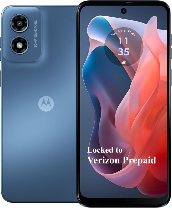 Verizon Prepaid Motorola moto g Play 2024, 64GB, Sapphire Blue - Prepaid Smartphone, 6.5" 90Hz HD+ Display, 50MP Camera System, Long-Lasting 5000mAh Battery - Locked - NOT COMPATIBLE WITH VZ POST PAID