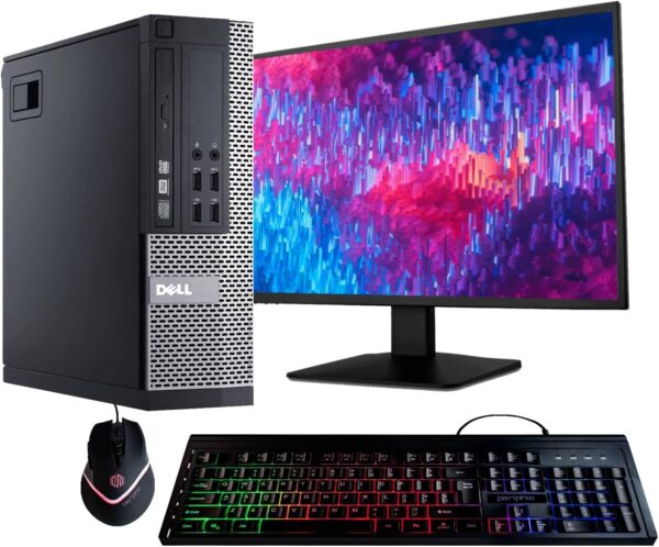 Dell Optiplex 9020 Desktop Computer PC, Intel Quad-Core i5, 500GB HDD Storage, 8GB DDR3 RAM, WiFi, 20 in Monitor, RGB Productivity Bundle, Windows 11 Pro (Renewed)