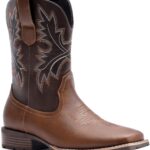 Lumeheel Cowboy Boots for Men - Western Men's Boots with Classic Embroidered, Slip on Square Toe Boots, Slip Resistant Country Boots Chunky Heel Ankle, Durable Short Boots for Spring Fall