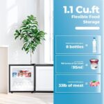 1.1 Cu.ft Small Freezer, Mini Upright Freezer with 7 Adjustable Thermostat, Removable Shelves, Reversible Single Door, for Bedroom/Home/Dorms/Apartment (Black) - Image 4