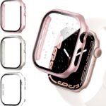 COMMUTER 3 Pack Case with Tempered Glass Screen Protector for Apple Watch SE3/SE 2/1 Series 6/5/4 40mm, Hard PC Ultra-Thin Cover for iwatch SE 3/SE 2/SE/6/5/4 40mm, Starlight/Clear/Rose Gold