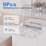 Ice Makers Countertop, Portable Ice Machine with Handle, 6 Mins 9 Bullet Ice Cubes with Basket and Scoop, 26lbs in 24Hrs, Auto-Cleaning, for Home, Kitchen, RV, Camping, White - Image 5