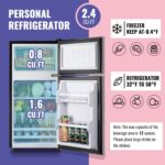 2.4 Cu.Ft Small Refrigerator with Freezer Mini Fridge Removable Plastic Shelves Ideal for Apartment,Dormitory Black - Image 2