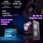 Gaming PC Desktop Computer, Intel Core I5 up to 3.6GHz, RX 550 4G GDDR5, 16G RAM, 512GB NVME SSD, WiFi 5.0, Prebuilt Gaming PC Tower Computer with 5 RGB Fan - Image 2