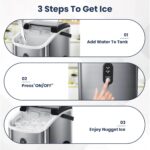 Antarctic Star Nugget Ice Makers Countertop with Auto-Cleaning, 35lbs/Day, Portable Sonic Ice Machine with Handle, Basket and Scoop for Home/Kitchen/Office/Camping(Stainless Steel Silver) - Image 2