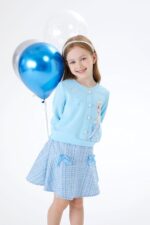 Suggest a better title and return a single title only without any other comments: Disney Frozen Elsa Stitch Princess Moana Minnie Toddler Girl 2 Piece Outfit Kid Pearl Button Knit Top & Tweed Skirt Set 2-13Y - Image 3